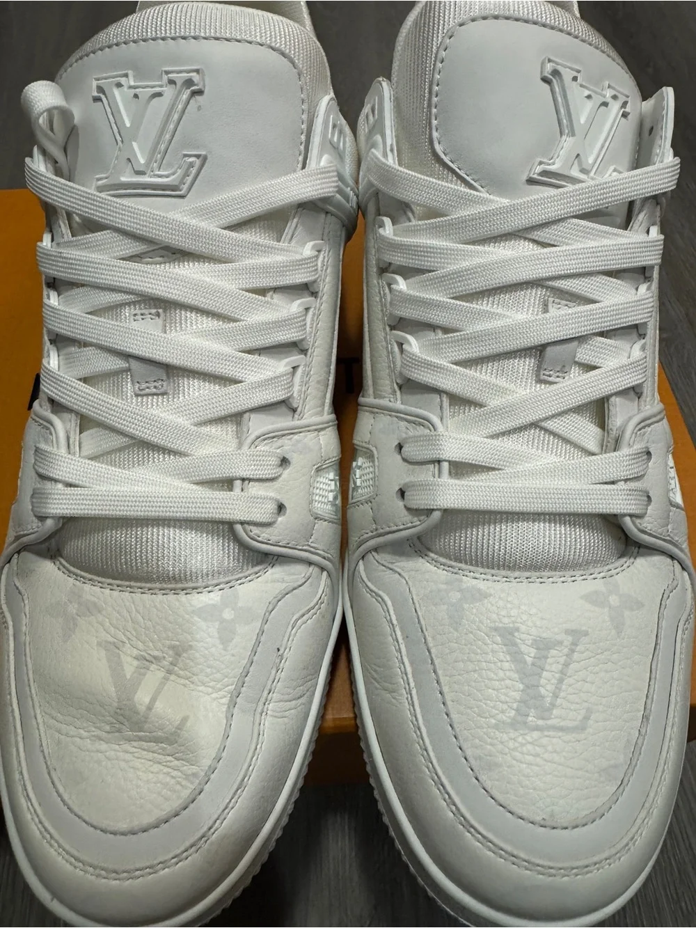 Louis Vuitton White Monogram Embossed Low-Top Sneakers